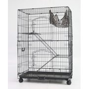 Homey Pet 3 Tier Foldable Cat Cage , Cat Home , Cat Crate House with Hammock , Metal , 30-in